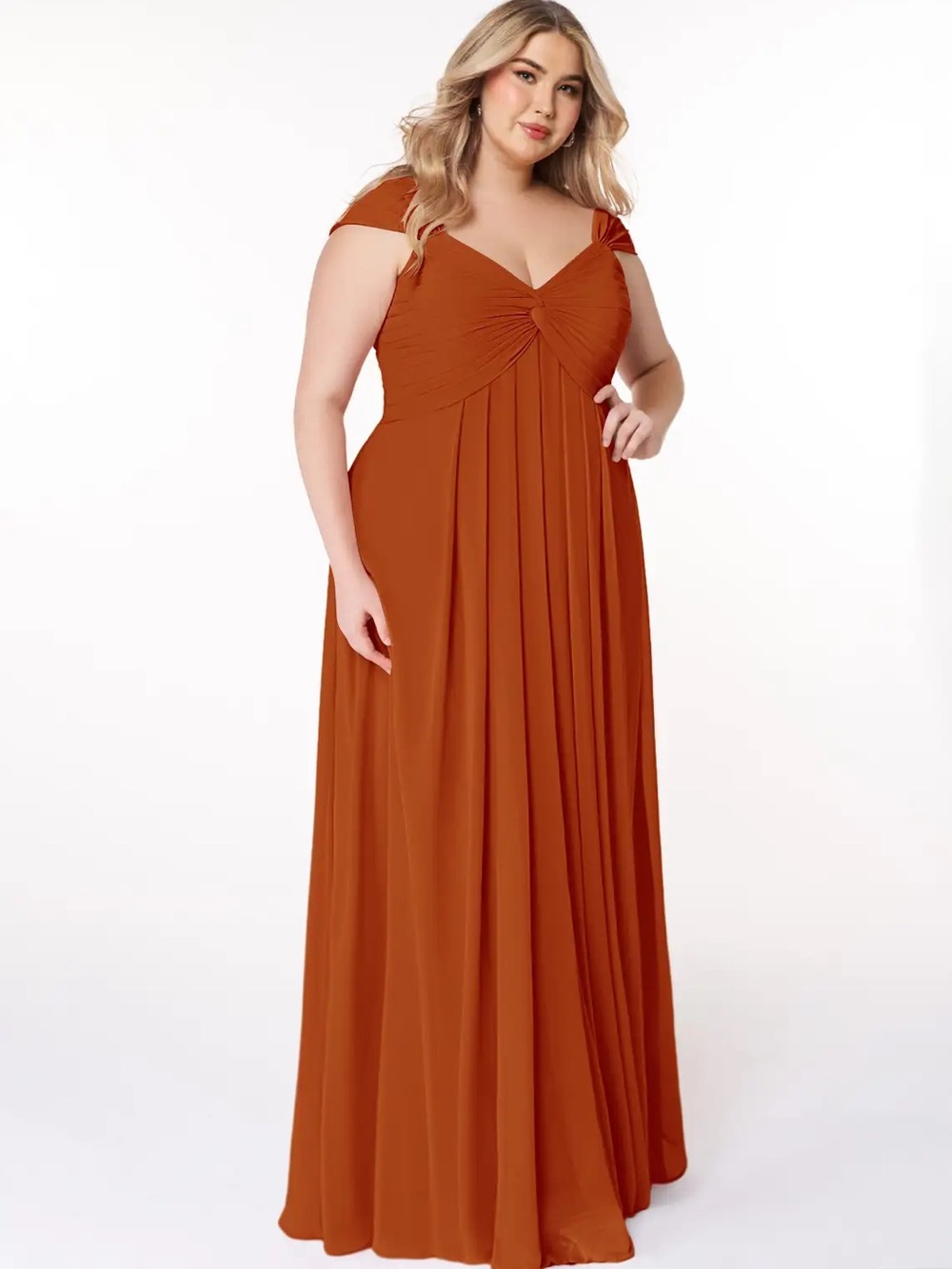 Azazie Kaitlynn Paprika Empire Ruched Chiffon Convertible Size 16